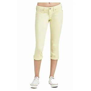 True Religion Women's Rolled Crystal Accented Skinny Stretch Capri Jeans
